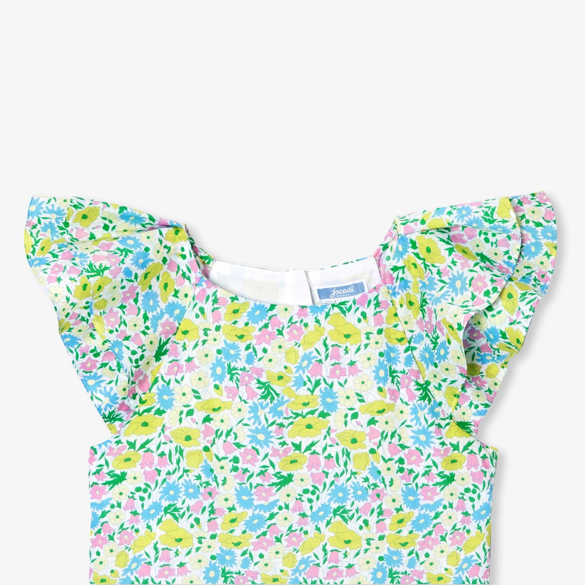 Jacadi Paris Kız Çocuk Fırfırlı Kol Çiçek Desenli Elbise