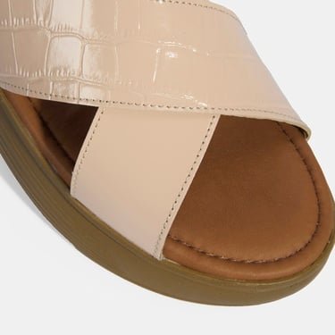  Kadın Pudra Dolgu Topuklu Deri Terlik