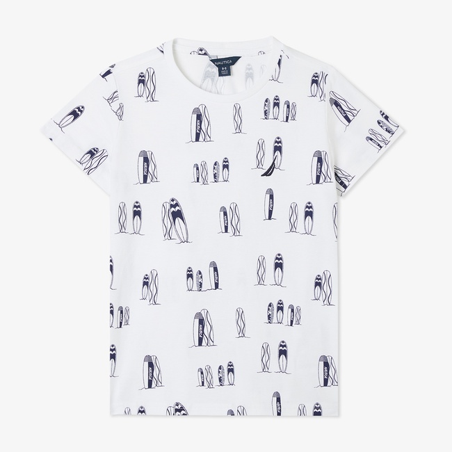  Nautica Erkek Çocuk Beyaz Regular Fit Baskılı T-Shirt