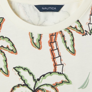  Nautica Erkek Çocuk Krem Regular Fit Baskılı T-Shirt