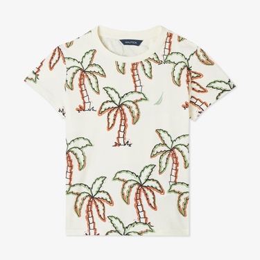  Nautica Erkek Çocuk Krem Regular Fit Baskılı T-Shirt