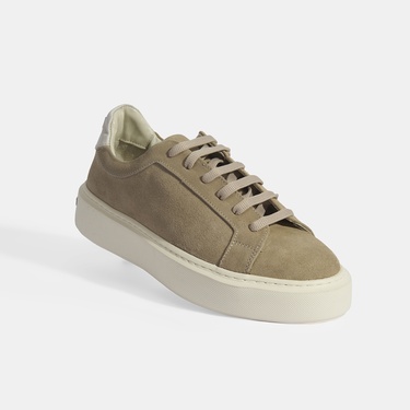  Kadın Bej Bağcıklı Süet Günlük Ayakkabı