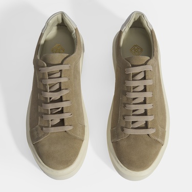  Kadın Bej Bağcıklı Süet Günlük Ayakkabı