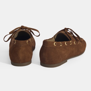  Limited Edition Kadın Taba Bağcık Detaylı Süet Loafer