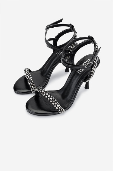  Valmenti Kadın Vegan Siyah Topuklu Ayakkabı