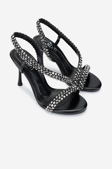  Valmenti Kadın Vegan Siyah Topuklu Ayakkabı