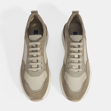  Erkek Gri Bağcıklı Deri Günlük Ayakkabı