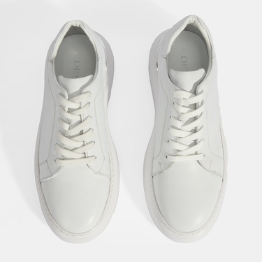  Erkek Beyaz Bağcıklı Deri Günlük Ayakkabı