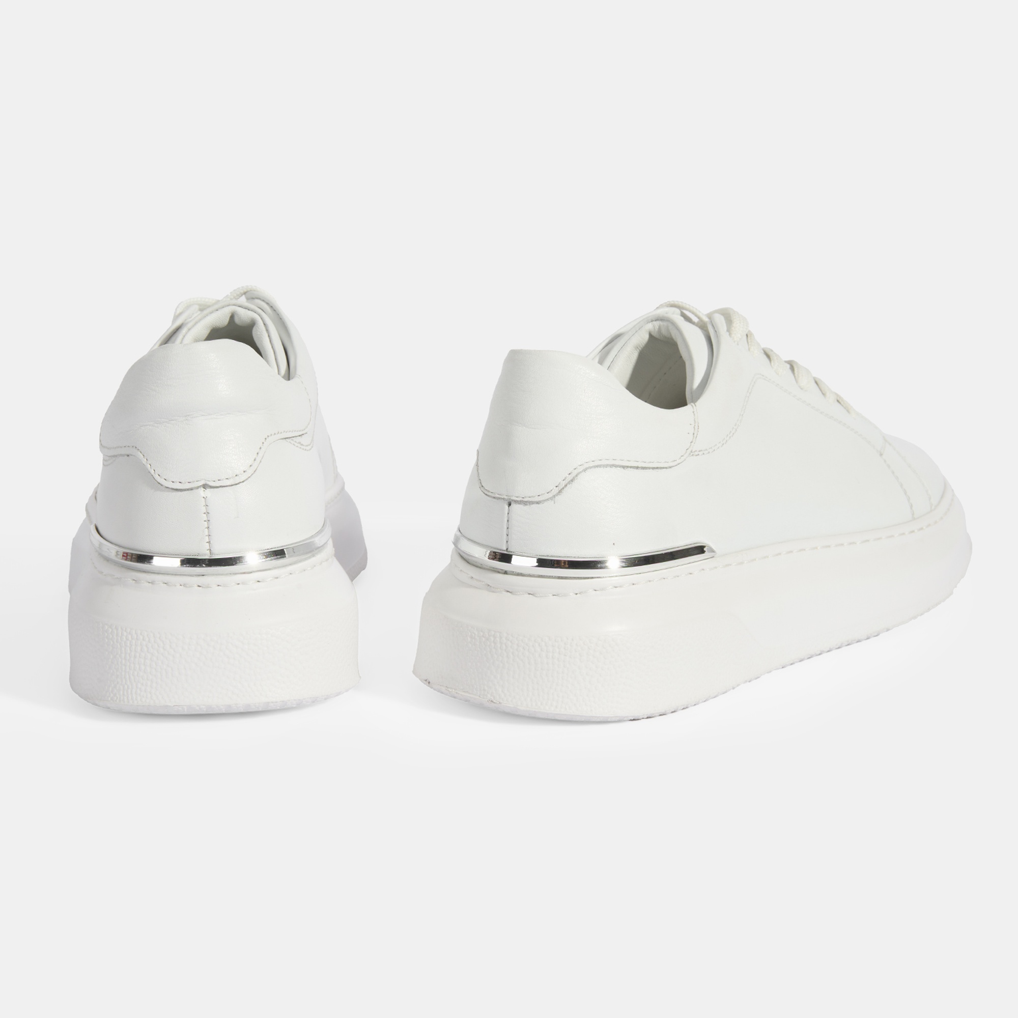 Erkek Beyaz Bağcıklı Deri Günlük Ayakkabı