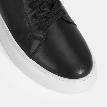  Erkek Siyah Bağcıklı Deri Günlük Ayakkabı