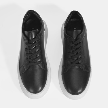  Erkek Siyah Bağcıklı Deri Günlük Ayakkabı