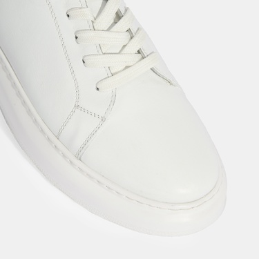  Erkek Beyaz Bağcıklı Deri Günlük Ayakkabı