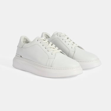  Erkek Beyaz Bağcıklı Deri Günlük Ayakkabı