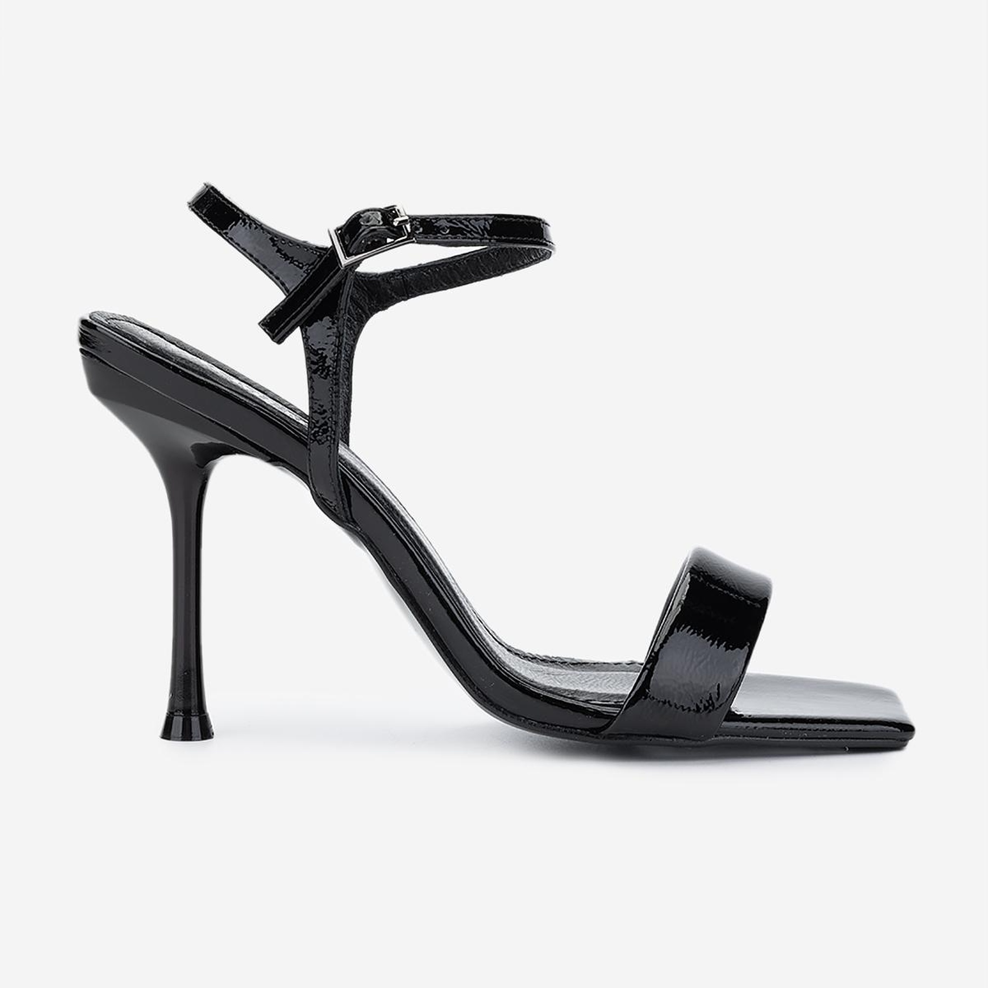 Valmenti Kadın Vegan Siyah Rugan Topuklu Ayakkabı