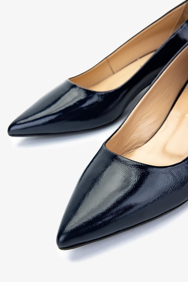  Valmenti Kadın Hakiki Deri Lacivert Topuklu Ayakkabı