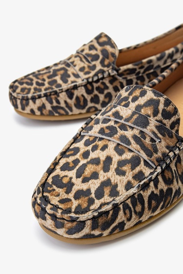  Valmenti Laisa Kadın leopar Hakiki Deri Loafer Ayakkabı