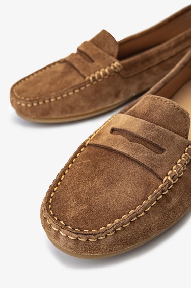  Valmenti Laisa Kadın Taba Süet Hakiki Deri Loafer Ayakkabı