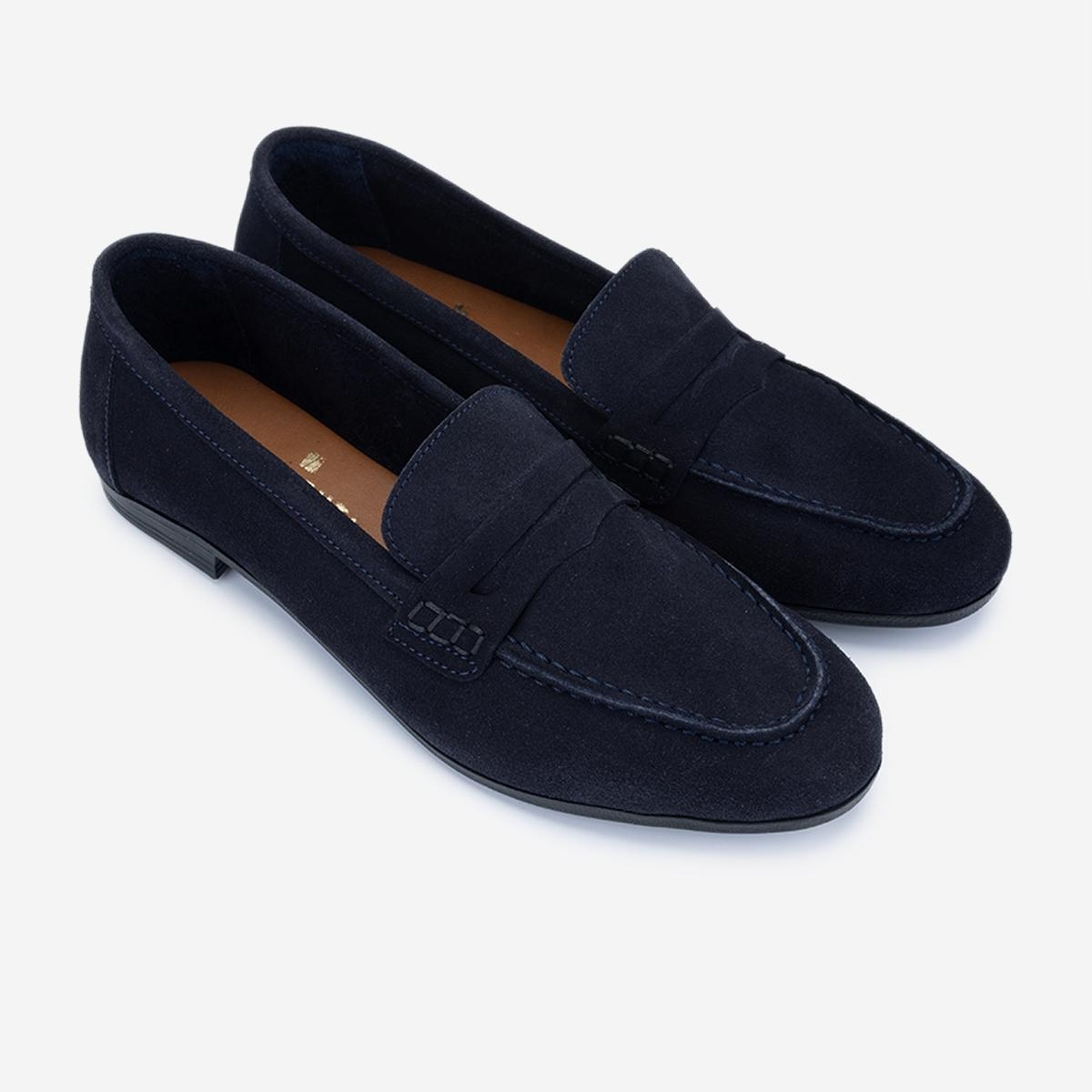 Valmenti Kadın Hakiki Deri Lacivert Süet Loafer Ayakkabı