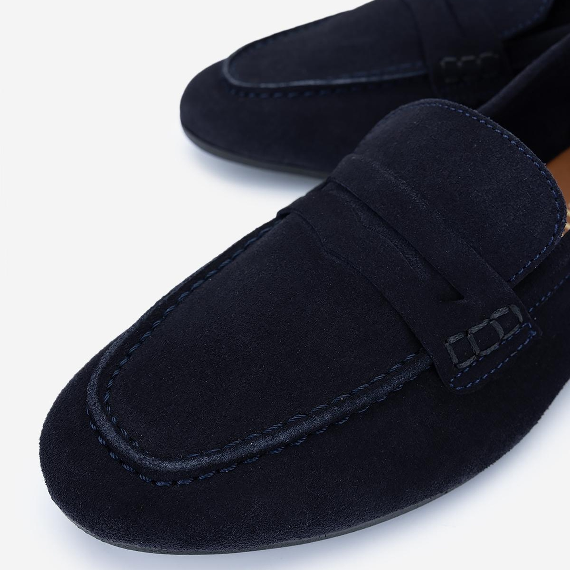 Valmenti Kadın Hakiki Deri Lacivert Süet Loafer Ayakkabı