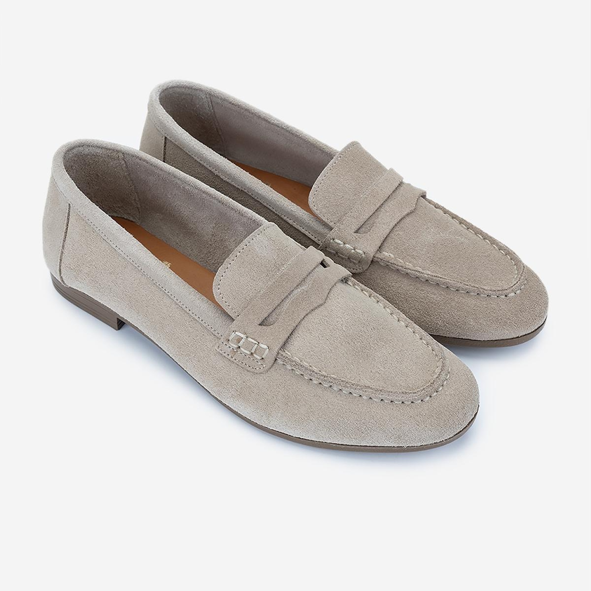 Valmenti Kadın Hakiki Deri Bej Süet Loafer Ayakkabı