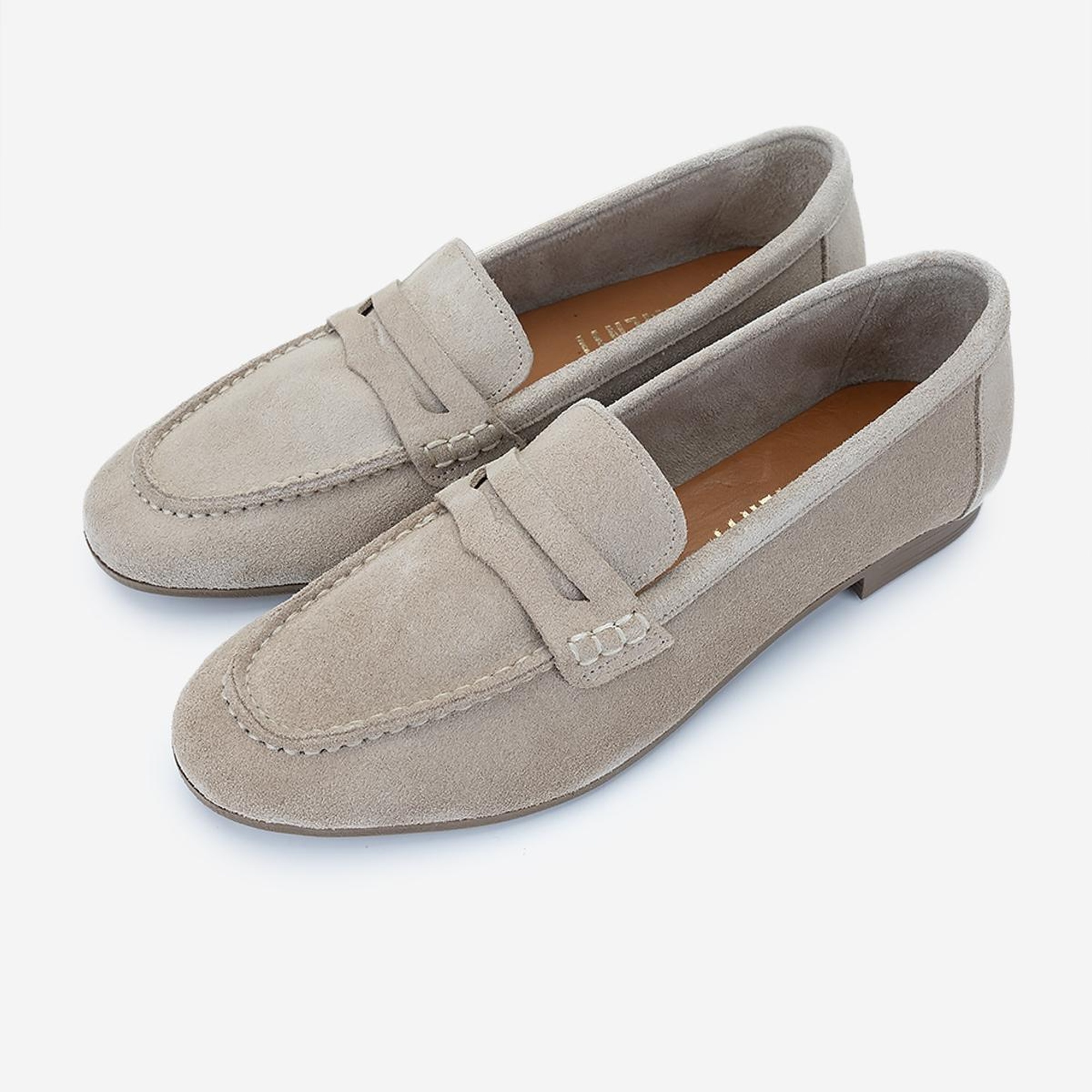 Valmenti Kadın Hakiki Deri Bej Süet Loafer Ayakkabı