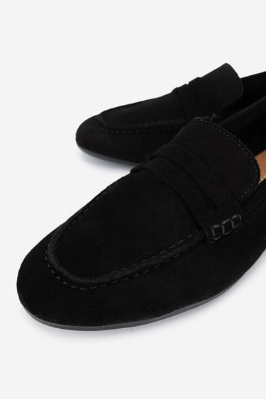  Valmenti Kadın Hakiki Deri Siyah Süet Loafer Ayakkabı