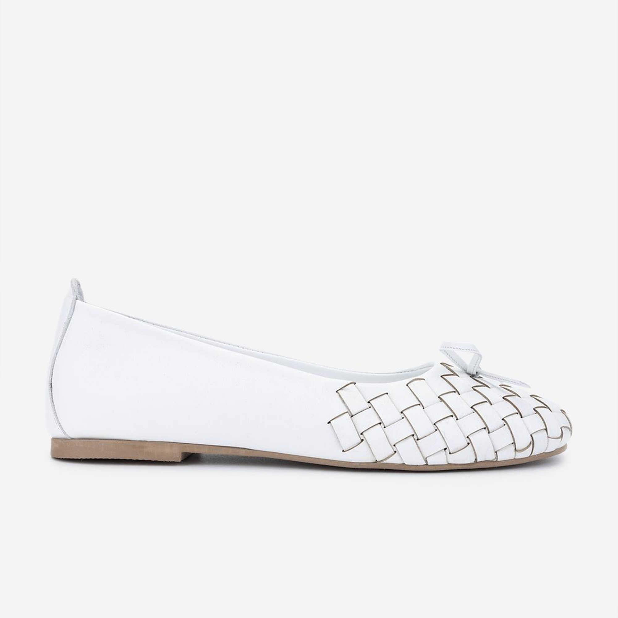 Valmenti Kadın Hakiki Deri Beyaz Babet Ayakkabı