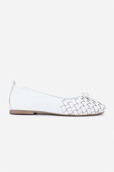  Valmenti Kadın Hakiki Deri Beyaz Babet Ayakkabı