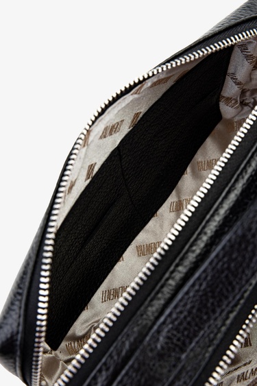  Valmenti Erkek Hakiki Deri Siyah Floter El Çantası