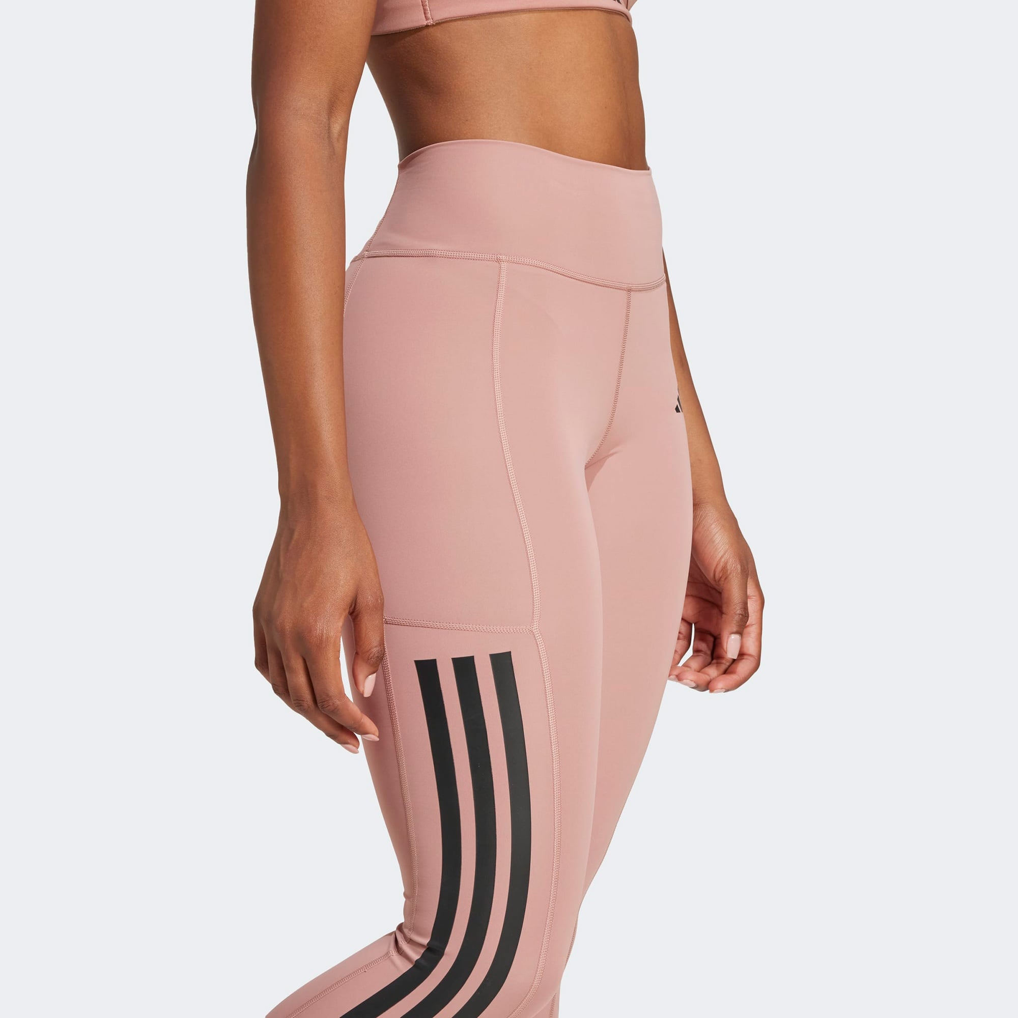 adidas Optime 3 Stripes Full Length Kadın Pembe Antrenman Tayt