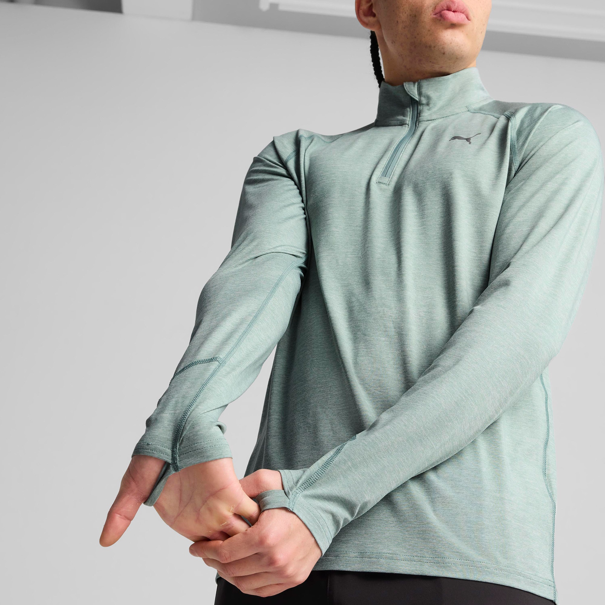 Puma Run Veloty Cldspn 1/4 Zip Erkek Yeşil Sweatshirt