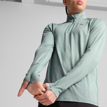  Puma Run Veloty Cldspn 1/4 Zip Erkek Yeşil Sweatshirt