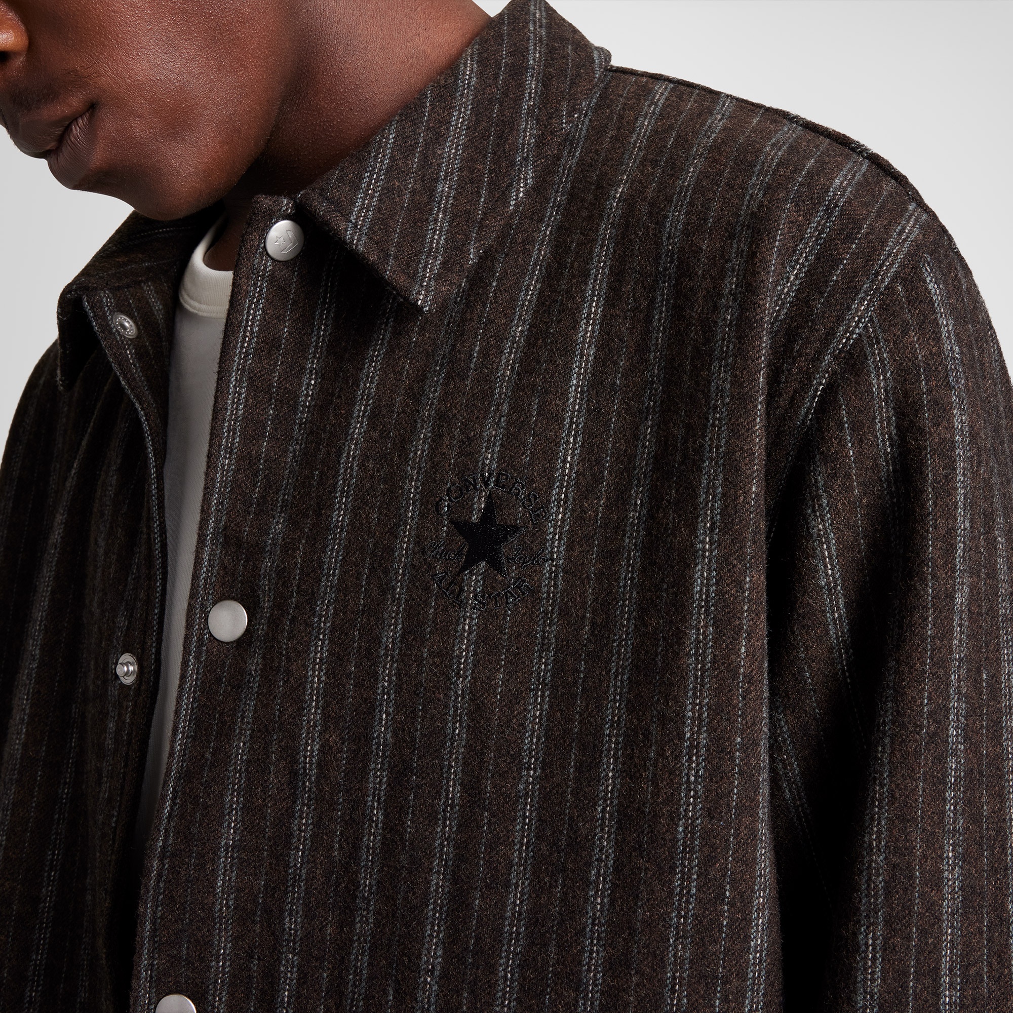 Converse Unisex Çizgili Kahverengi Ceket