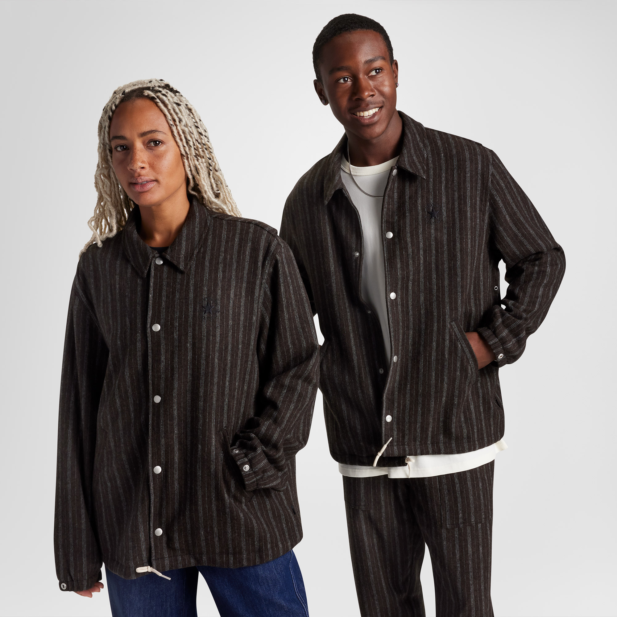  Converse Unisex Çizgili Kahverengi Ceket