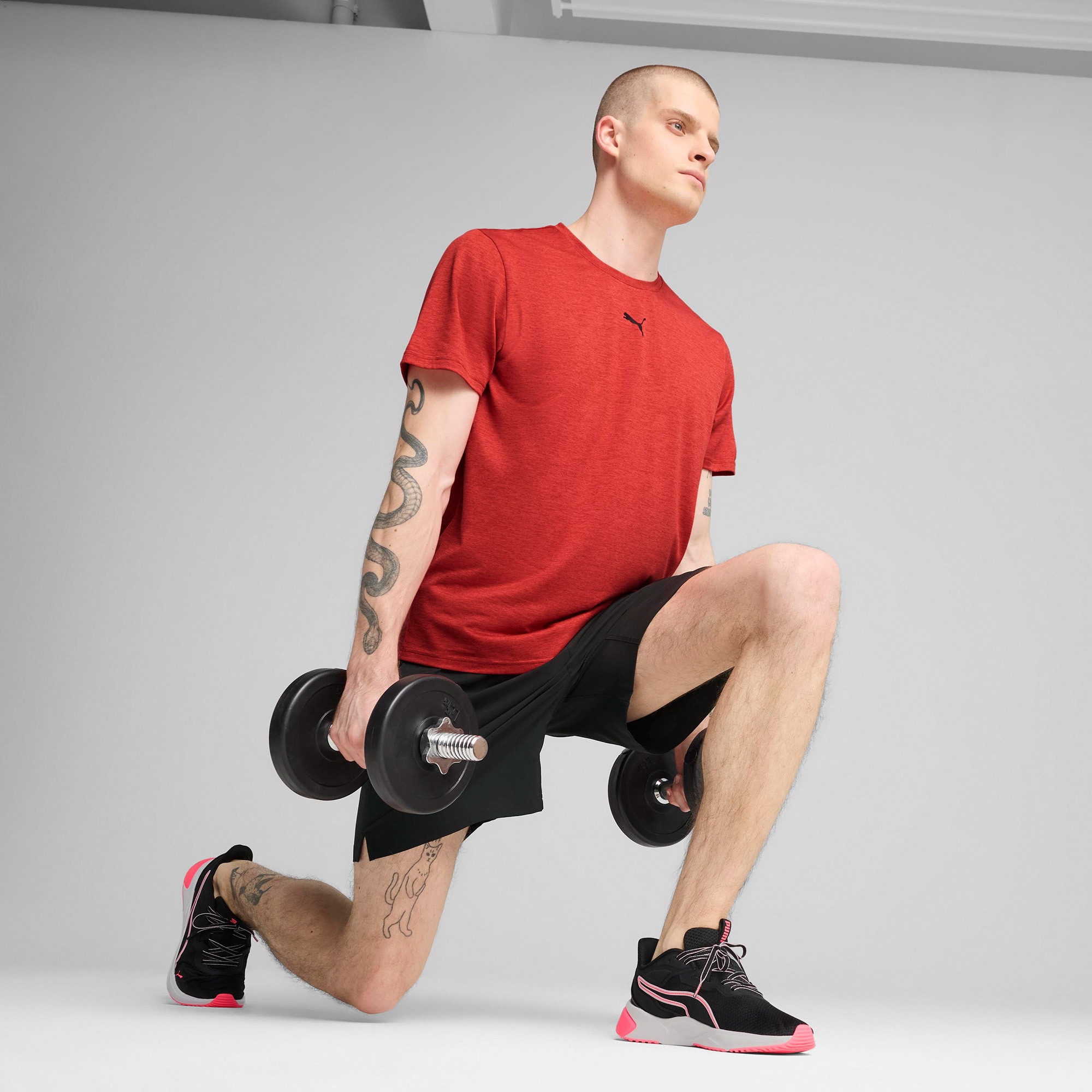 Puma Essentials Heather Cat Erkek Kırmızı Antrenman T-Shirt