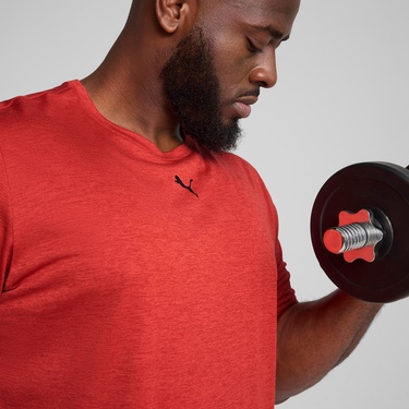  Puma Essentials Heather Cat Erkek Kırmızı Antrenman T-Shirt