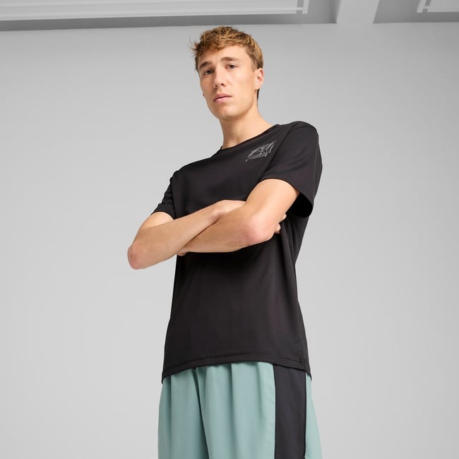  Puma Graphics Skeleton Run Erkek Siyah T-Shirt