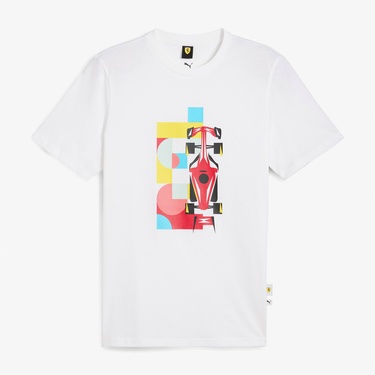  Puma Ferrari Race Graphic 2 Erkek Beyaz T-Shirt