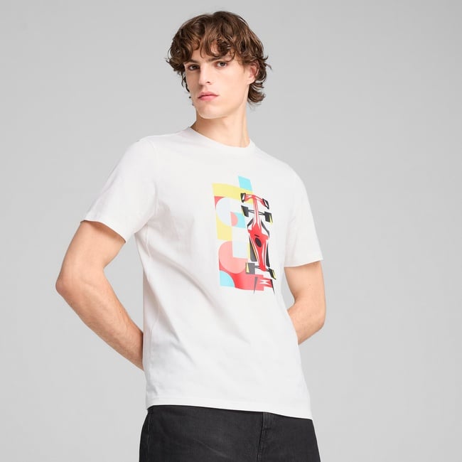  Puma Ferrari Race Graphic 2 Erkek Beyaz T-Shirt