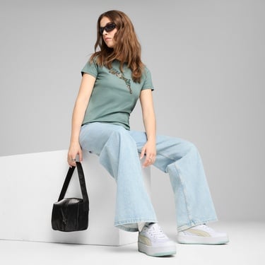  Puma Graphics Floral Cat Logo Kadın Yeşil T-Shirt