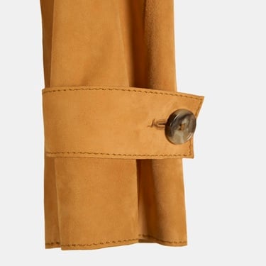  Limited Edition Kadın Turuncu Belden Bağlamalı Süet  Kısa Trençkot