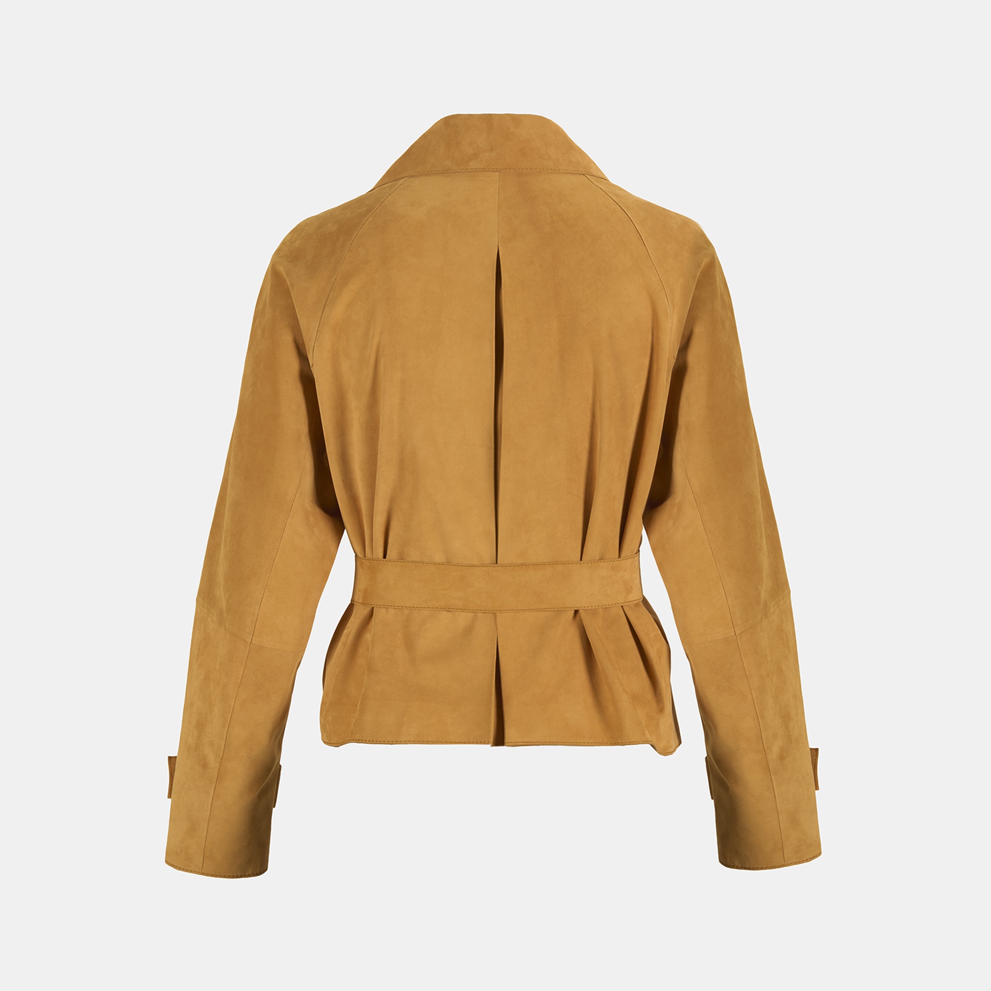 Limited Edition Kadın Turuncu Belden Bağlamalı Süet  Kısa Trençkot