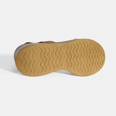  Kadın Taba Ayarlanabilir Tokalı Deri Detaylı Dolgu Topuklu Süet Sandalet