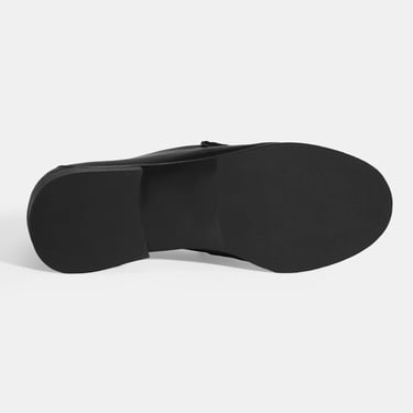  Kadın Siyah Slip-On Deri Loafer