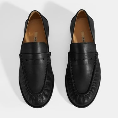  Kadın Siyah Slip-On Deri Loafer