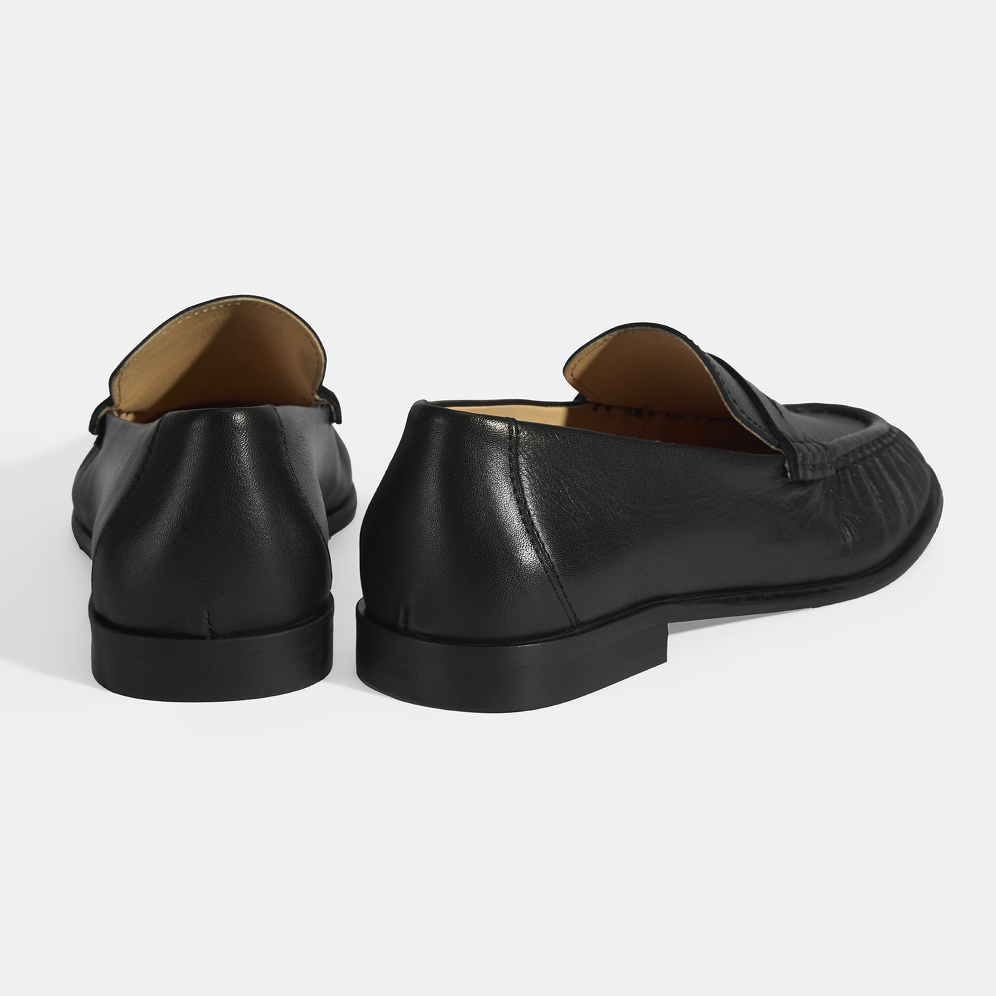 Kadın Siyah Slip-On Deri Loafer