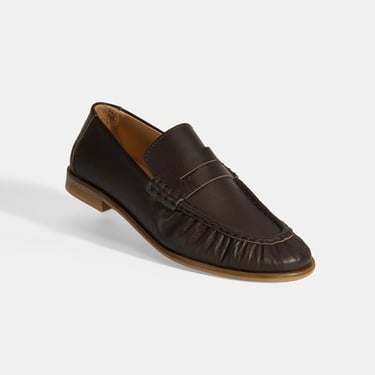  Kadın Kahve Slip-On Deri Loafer