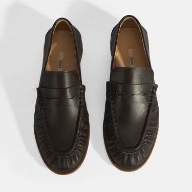  Kadın Kahve Slip-On Deri Loafer