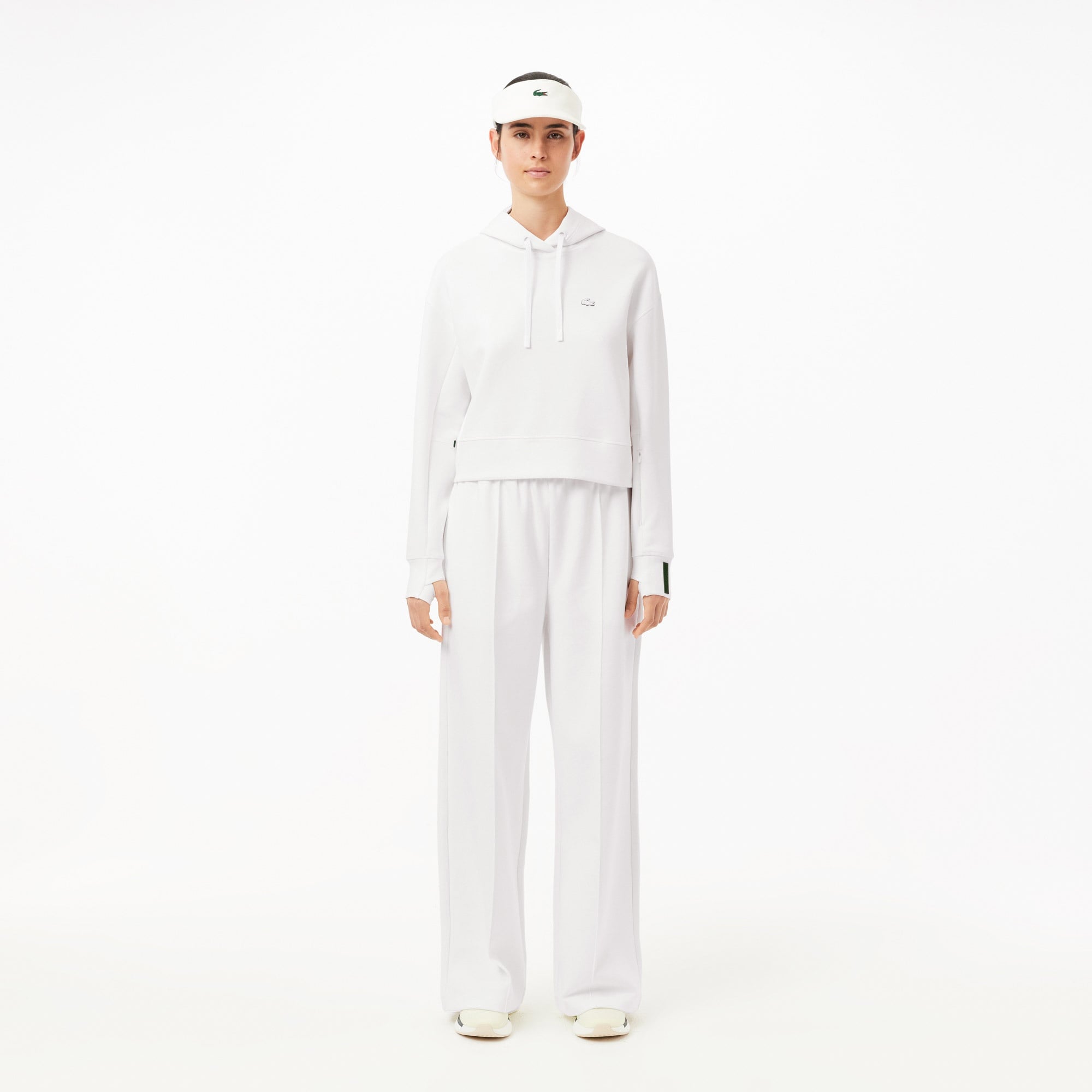 Lacoste Kadın Relaxed Fit Kapüşonlu Beyaz Sweatshirt