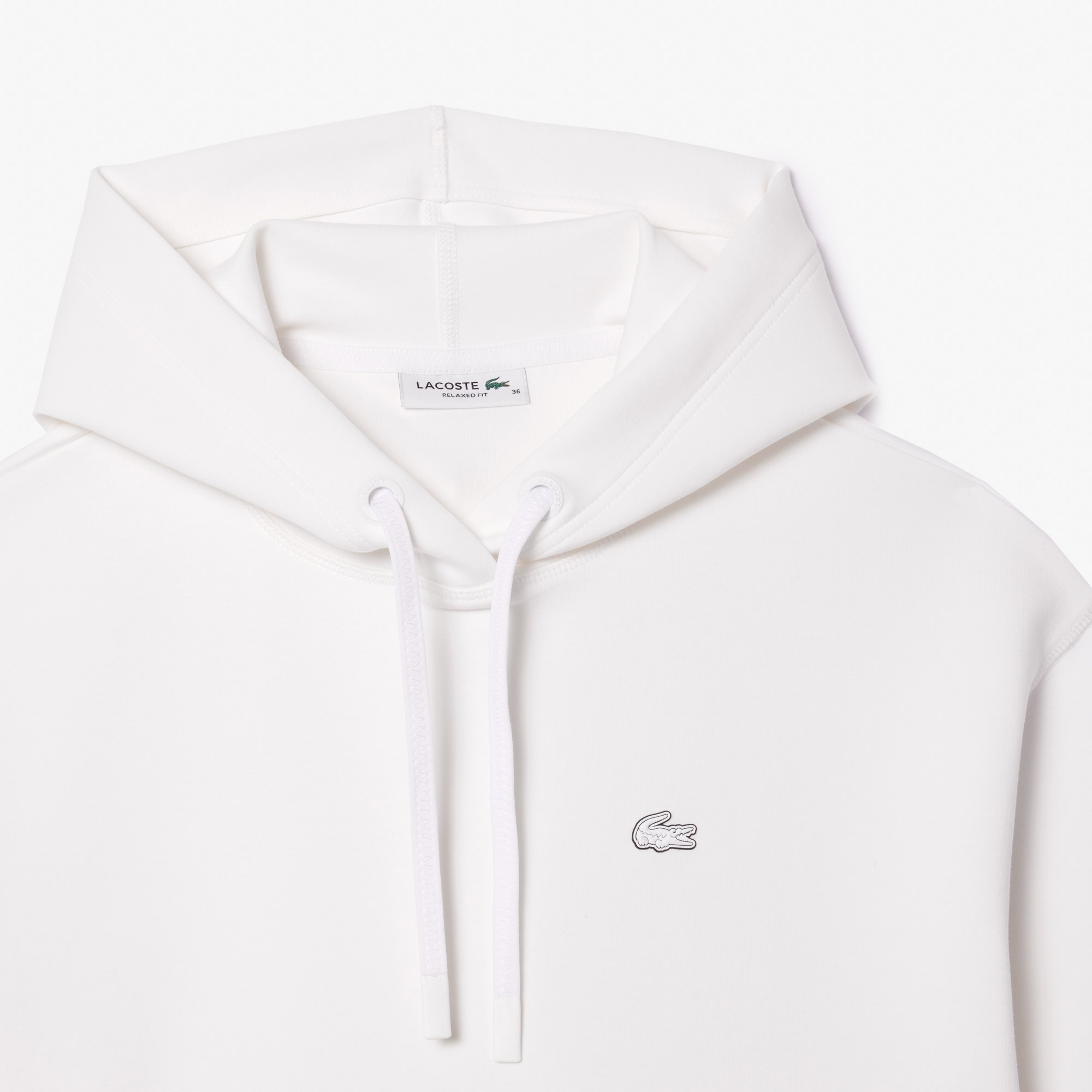 Lacoste Kadın Relaxed Fit Kapüşonlu Beyaz Sweatshirt